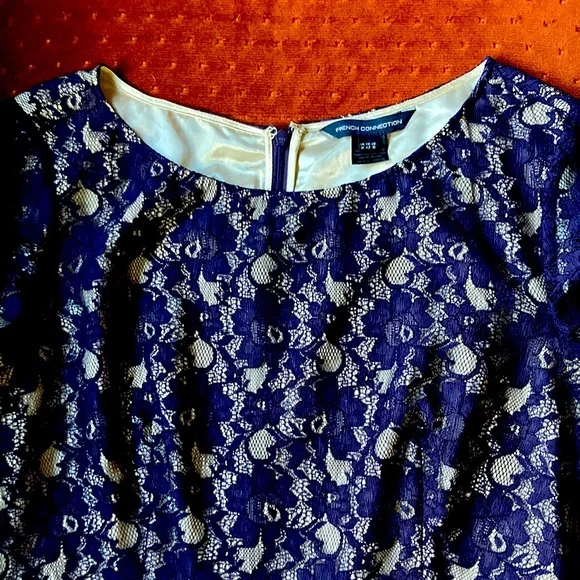 French Connection Navy Blue Lace Dress - Picture 3 of 15